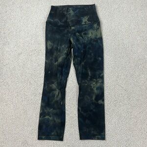 Lululemon Leggings Tie-Dye Look Womens Size 4 Green and Navy Yoga Workout Pants